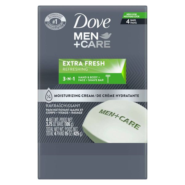 Dove Men+Care Extra Fresh Body and Face Bar Soap - 4pk - 3.75oz each