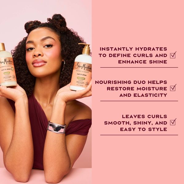 SheaMoisture Shampoo & Conditioner Bundle for Curly Hair, Coconut Hibiscus Curl & Shine with Fair Trade Shea Butter - 26oz/2pk
