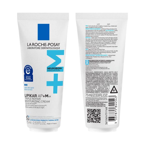 La Roche Posay Lipikar AP+M Triple Repair Body Moisturizing Cream Body and Face Moisturizer for Dry Skin with Shea Butter and Glycerin - 13.5 fl oz