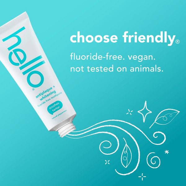 hello Antiplaque and Whitening Fluoride Free Toothpaste - Natural Peppermint - 5oz