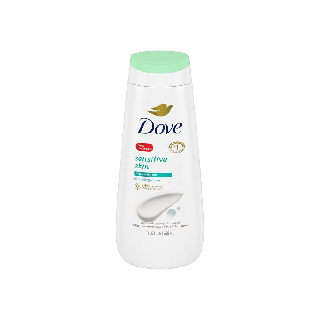 Dove Sensitive Skin Body Wash for Gentle Cleansing and Lasting Moisture, Fragrance Free 12 fl oz