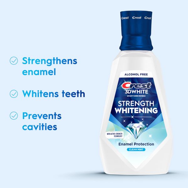 Crest 3D White Strength Whitening Mouthwash - Alcohol Free - Contains Fluoride - Arctic Fresh - 946ml