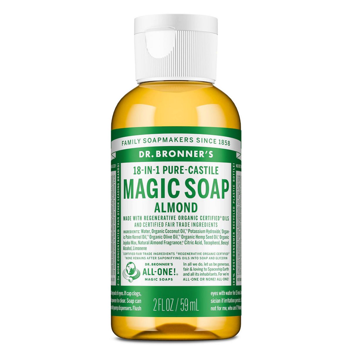 Dr. Bronner's Magic Pure Castile Liquid Soap Hand & Bodywash - Almond - 2 fl oz