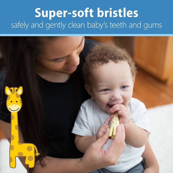 Dr. Brown's Infant-to-Toddler Training Toothbrush & Fluoride-Free Baby Toothpaste Strawberry Flavor - 0-3 years - Giraffe