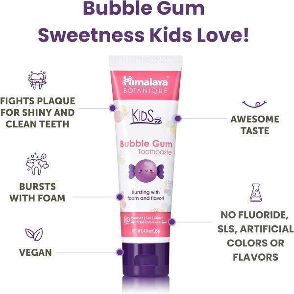 Himalaya Botanique Kids Toothpaste, Bubble Gum Flavor 4 oz