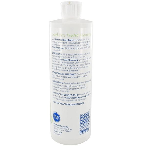 No Rinse Body Bath Wash Waterless Cleansing Body Wash for Bedridden and Travel Use 16 oz