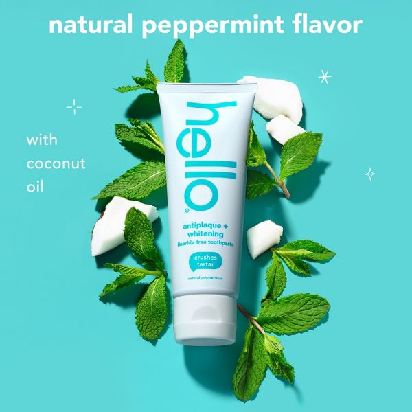 hello Antiplaque and Whitening Fluoride Free Toothpaste - Natural Peppermint - 5oz/2pk