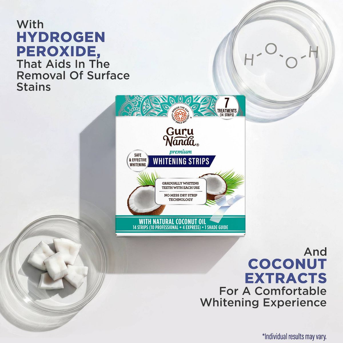 GuruNanda Premium 7 Day Treatment Whitening Strips - 14ct