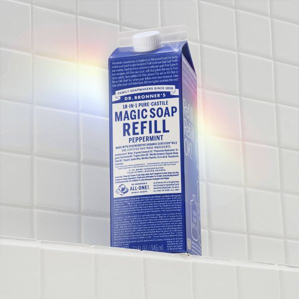 Dr. Bronner's Pure Castile Liquid Soap Bodywash Refill Carton - Peppermint - 32 fl oz