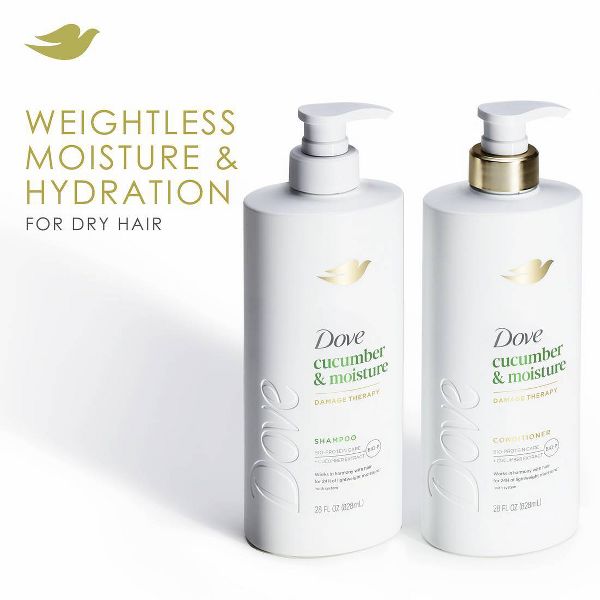 Dove Beauty Cucumber Moisture Hair Shampoo Pump with Bio-Protein Care & Cucumber Extract - 28 fl oz