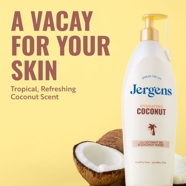 Jergens Hydrating Coconut Hand and Body Lotion for Dry Skin, Dermatologist Tested - 33.8 fl oz