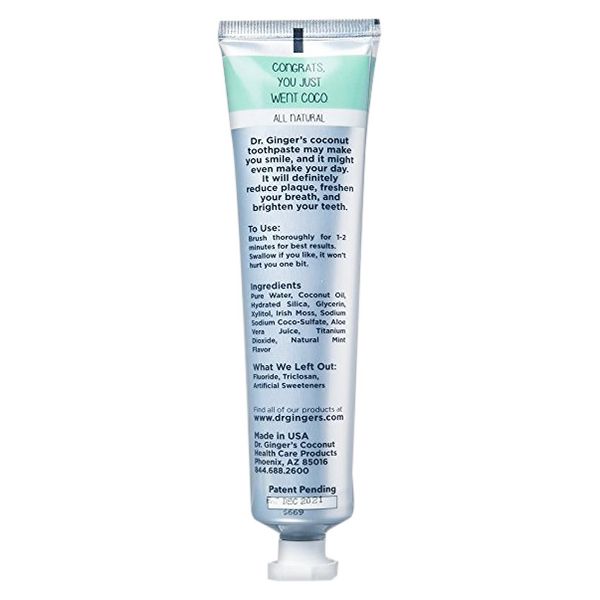 Dr. Ginger's Natural Fluoride-Free Whitening Toothpaste - Coconut Mint - 4oz