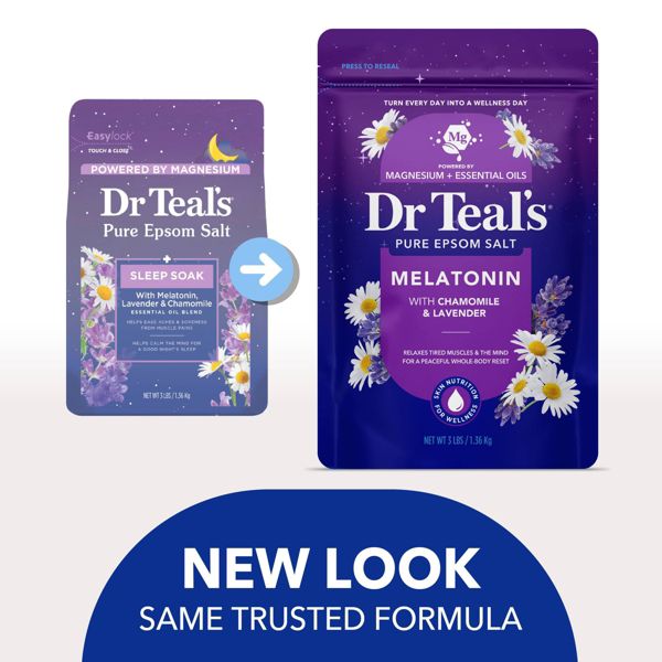 Dr Teal's Epsom Salt Magnesium Soak - Sleep Blend with Melatonin, Lavender & Chamomile - 3lbs