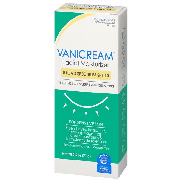 Vanicream Facial Moisturizer SPF 30 Zinc Oxide Mineral Sunscreen for Sensitive Skin - Unscented - 2.5oz