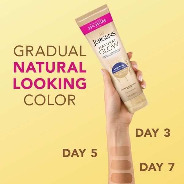 Jergens Natural Glow Self Tanner Skin Firming Gradual Tanning Lotion - Fair to Medium - 10 fl oz