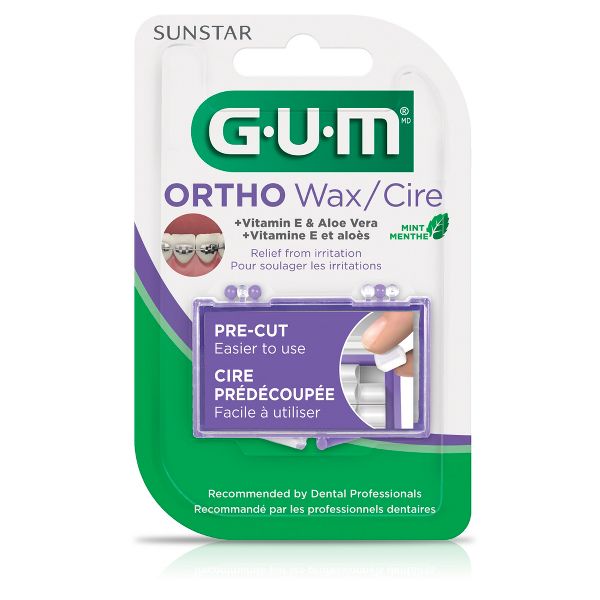 GUM Orthodontic Wax for Braces and Dental Devices with Vitamin E & Aloe Vera - Mint - 6pk
