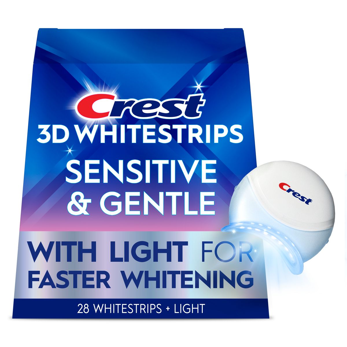 Crest 3DWhitestrips Sensitive + LED Light At-Home Teeth Whitening Kit - 14 Treatments