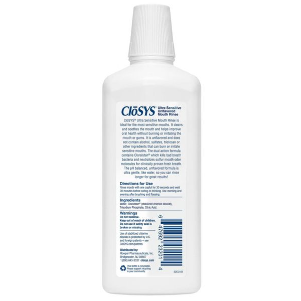 CloSYS Ultra-Sensitive Rinse Unflavored Mouthwash - 32 fl oz