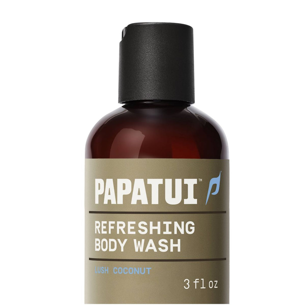 Papatui Men's Exfoliating and Hydrating Sulfate-Free Coconut Oil Body Wash - Lush Coconut - Trial and Travel Size - 3 fl oz