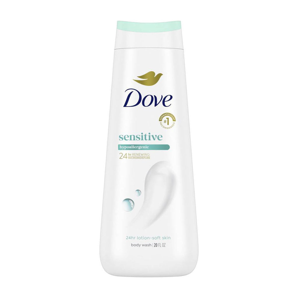 Dove Sensitive Skin Body Wash Gentle Hypoallergenic Formula 24hr Lotion-Soft Skin - 20 fl oz