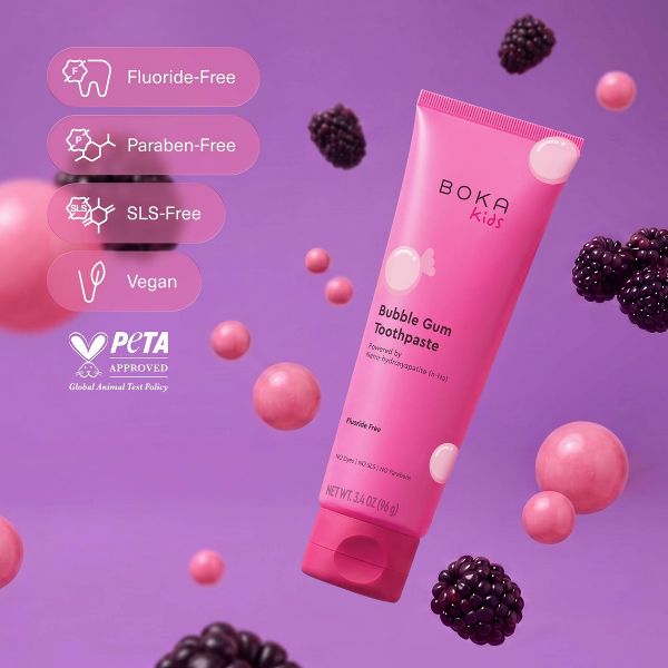 Boka Kids' Fluoride-Free Nano Hydroxyapatite Toothpaste - Bubblegum - 3.4oz
