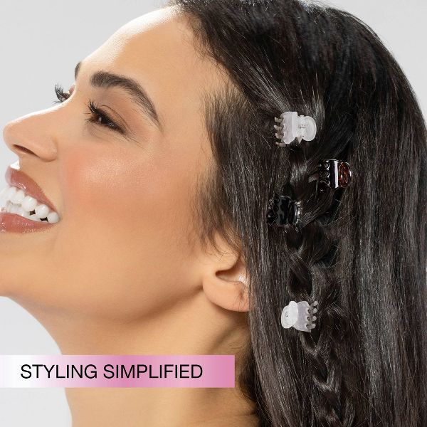 scünci No-Slip Grip Recycled Mini Claw Clips - Mixed Finish - Black/Brown/Clear - Fine Hair - 15pcs