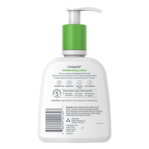 Cetaphil Moisturizing Face and Body Lotion for Dry Skin, Unscented - 16 fl oz