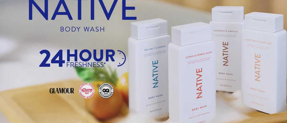 Native Body Wash for Men & Women - Vanilla & Sandalwood - Sulfate Free - 18 fl oz