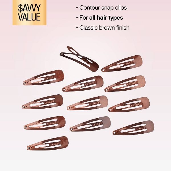 scünci Metal Snap Clips - Brown - All Hair - 12pcs