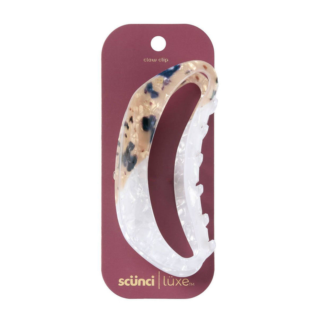 scünci | lüxe Mixed Acrylic Open Cut Claw Clip - Pearly Ivory & Tort
