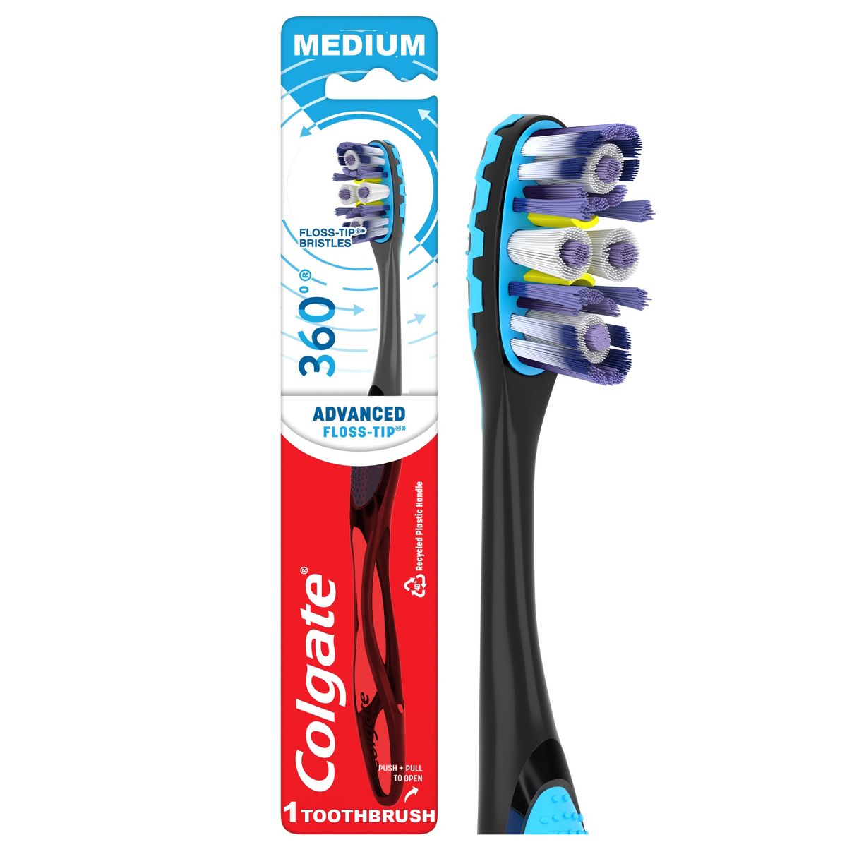 Colgate 360 Advanced Floss-Tip Manual Toothbrush – Medium - 1ct