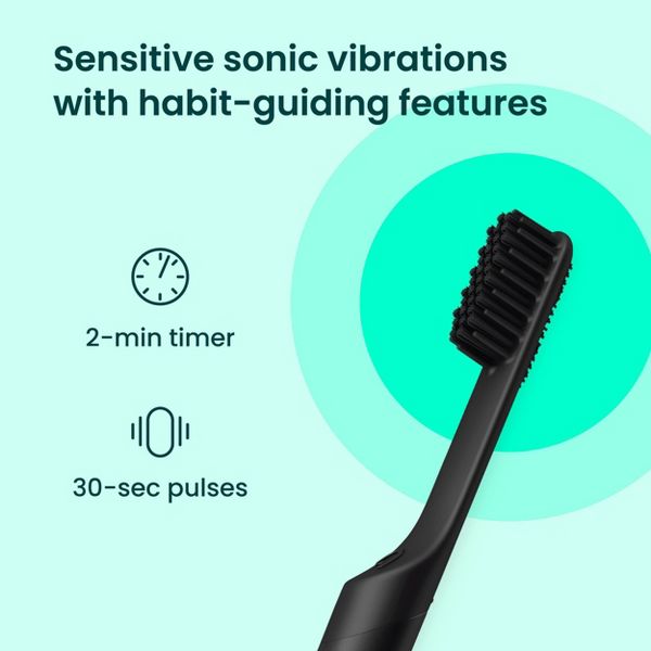 quip Sonic Electric Metal Toothbrush with Timer and Travel Cap - Black