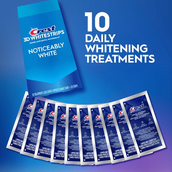 Crest 3DWhitestrips Noticeably White At-home Teeth Whitening Kit - 10 Treatments