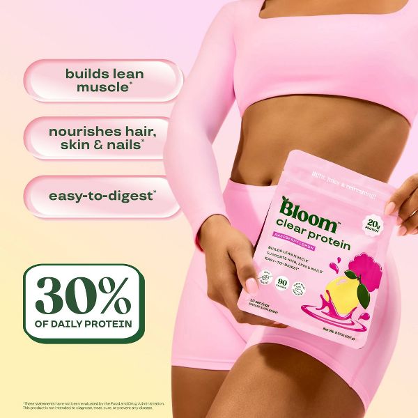 BLOOM NUTRITION Clear Protein Powder - Raspberry Lemon - 9.07oz