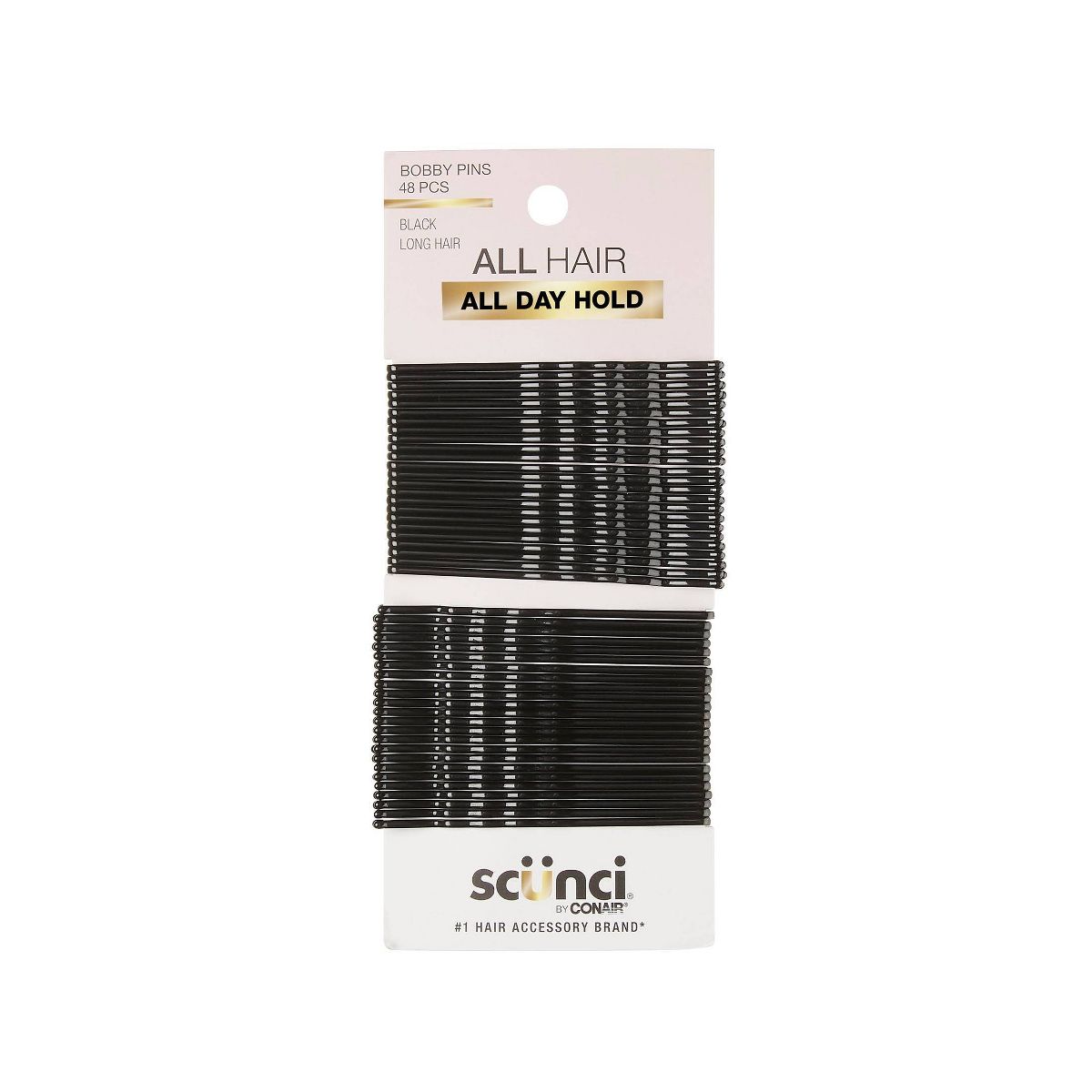 scünci Extra Long Metal Bobby Pins - Black - Long Hair - 48pcs