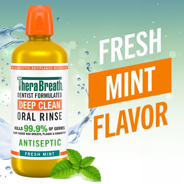 TheraBreath Deep Clean Mouthwash - Fresh Mint - 33.8 fl oz