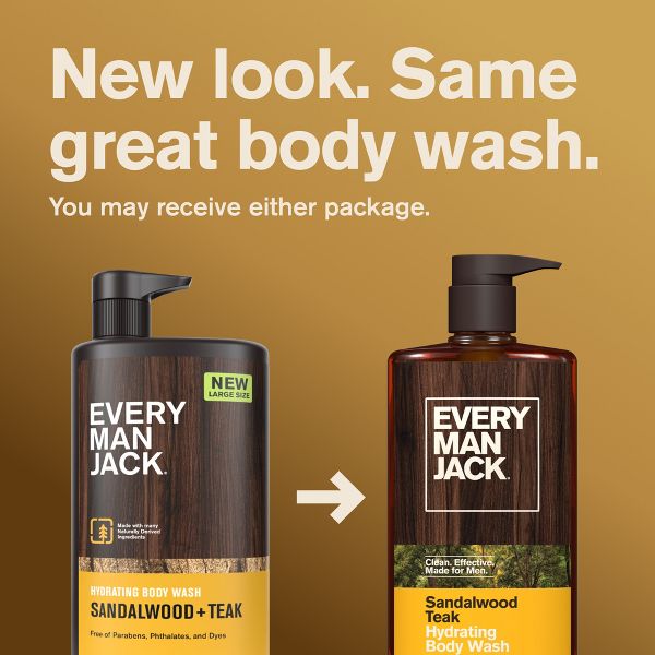 Every Man Jack Naturally Derived Men's Body Wash - Sandalwood Teak - 28.8 fl oz