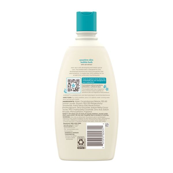 Aveeno Kids' Bubble Bath Wash with Oat Extract for Sensitive Skin - 19.2 fl oz