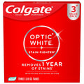 Colgate Optic White Stain Fighter Teeth Whitening Toothpaste - Anticavity Toothpaste with Fluoride - Clean Mint - 3.8oz/3pk