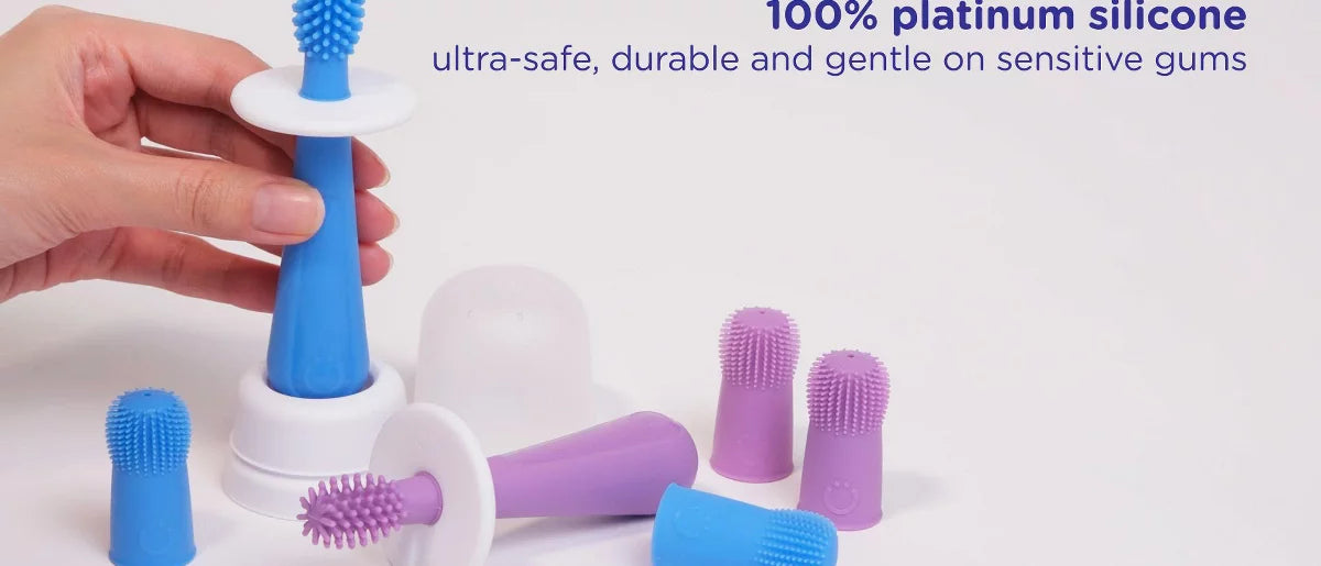 Ubbi Grow with Me 3 Stage Toothbrush Training Set, Polaris Blue