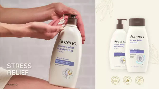 Aveeno Stress Relief Body Wash - Lavender - 12oz