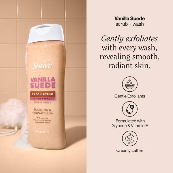 Suave Exfoliating Sulfate-Free Hydrating Body Wash and Scrub - Citrus Blossom - 18 fl oz
