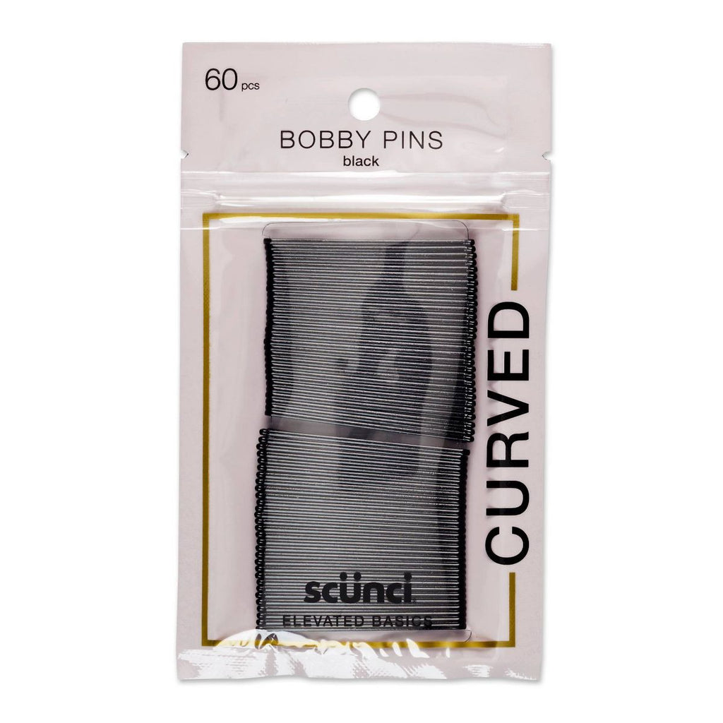 scünci Curved Metal Bobby Pins - Black - All Hair - 60pcs