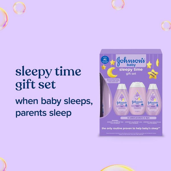 Johnson's Sleepy Time Bedtime Baby Gift Set Includes Baby Bath Shampoo, Wash & Body Lotion - 3ct