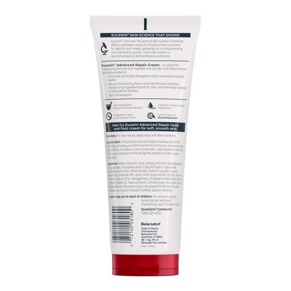 Eucerin Advanced Repair Body Cream for Very Dry Skin Unscented - 8oz