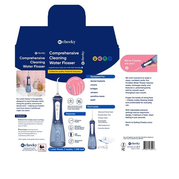 Cheeky Deep Cleaning Water Cordless Dental Flosser with a 300ml Water Tank - 5 Tips