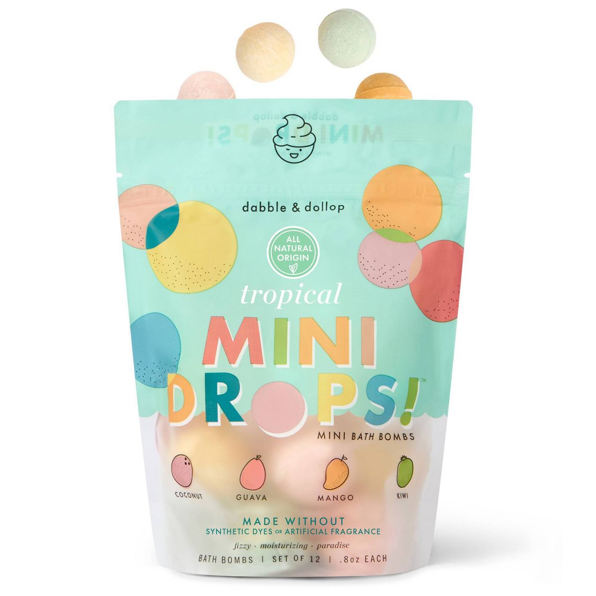 Dabble & Dollop Mini Bath Bombs - Tropical - 12ct/0.8oz