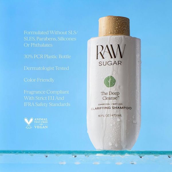 Raw Sugar The Deep Cleanse Clarifying Shampoo - Charcoal + Matcha - 16 fl oz