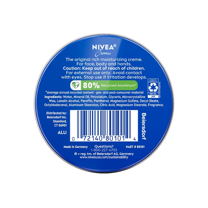 Nivea Creme Moisturizing Body, Hand and Face Cream Fresh - 1oz