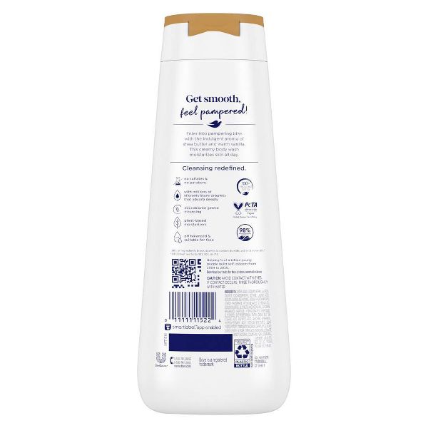 Dove Pamper Body Wash - Shea Butter & Vanilla 24hr Lotion-Soft Skin - 20 fl oz